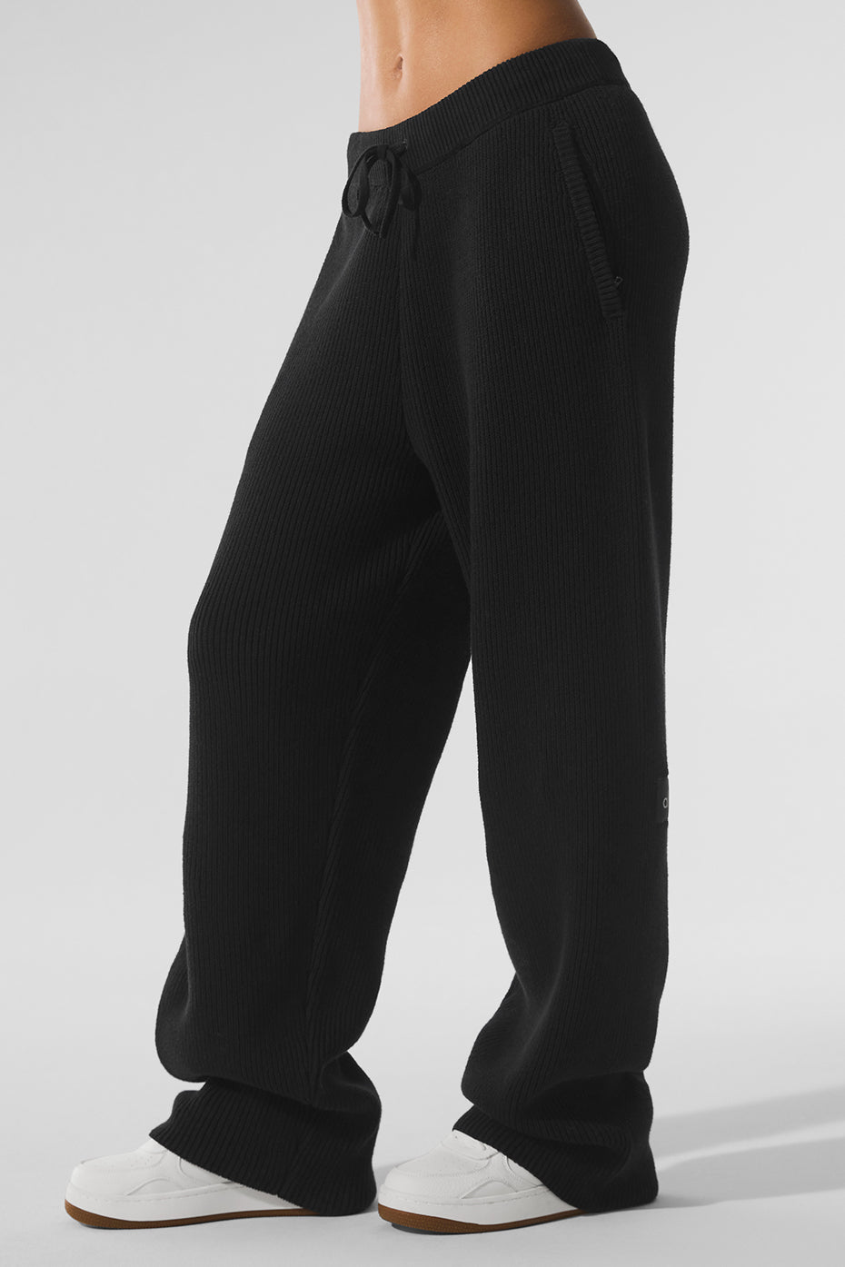 alo Domain Rib Knit Sweatpant - Black