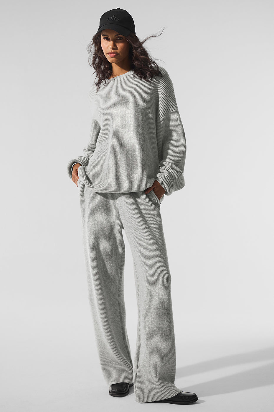 alo Domain Rib Knit Sweatpant - Athletic Heather Grey