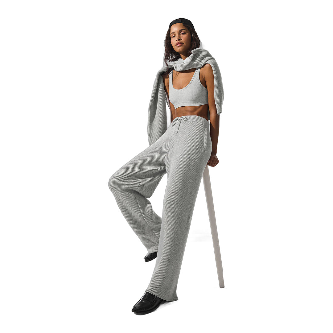alo Domain Rib Knit Sweatpant - Athletic Heather Grey