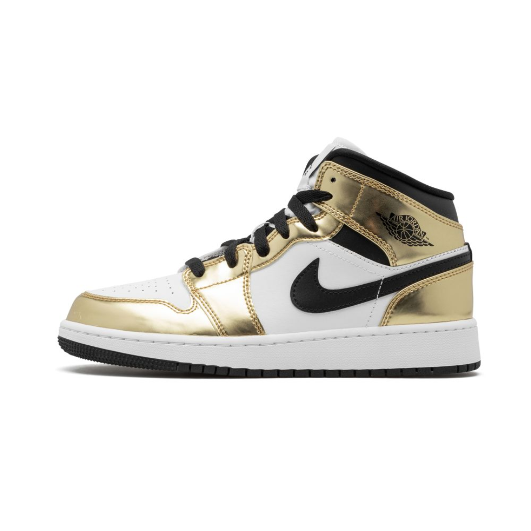 Jordan 1 Mid Metallic Gold Black White (GS)