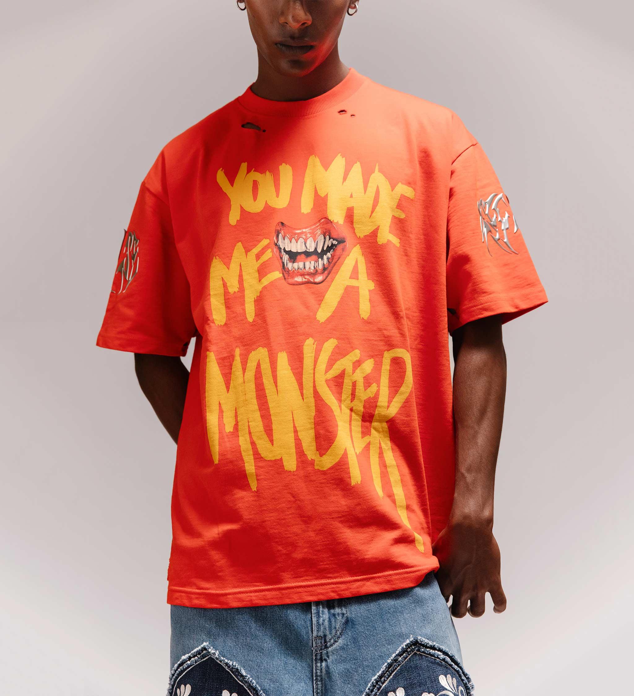 'Monstrosity' Distressed Metal Embroidered T-shirt
