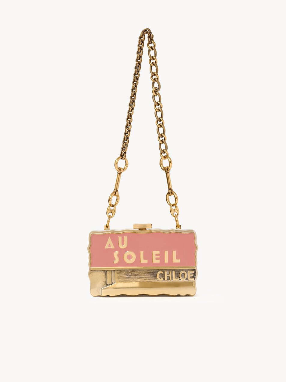 CHLOE Soleil minaudière with chain in brass & enamel Gold Color