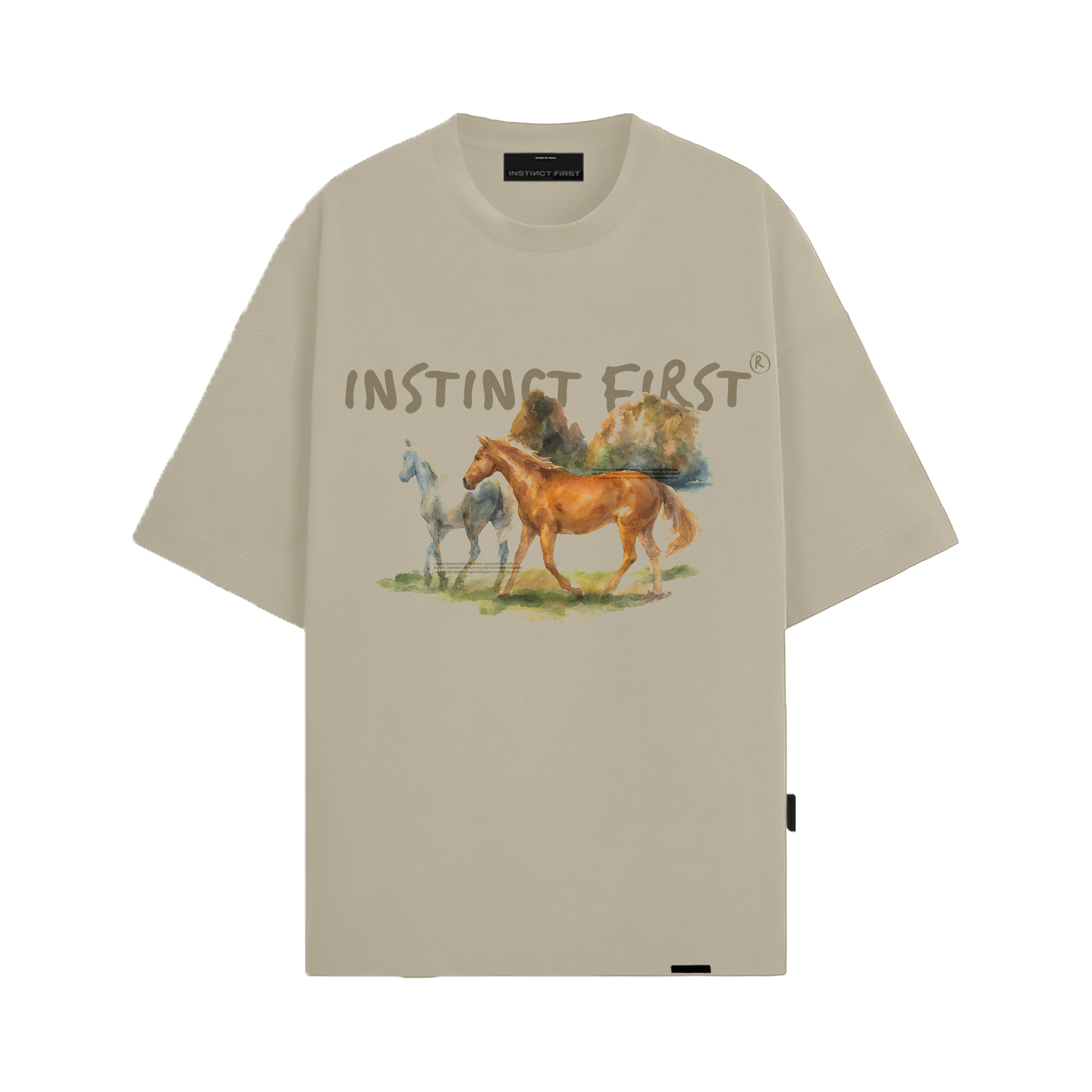 Ride on Instincts - Oversized T-shirt (Stone Grey)
