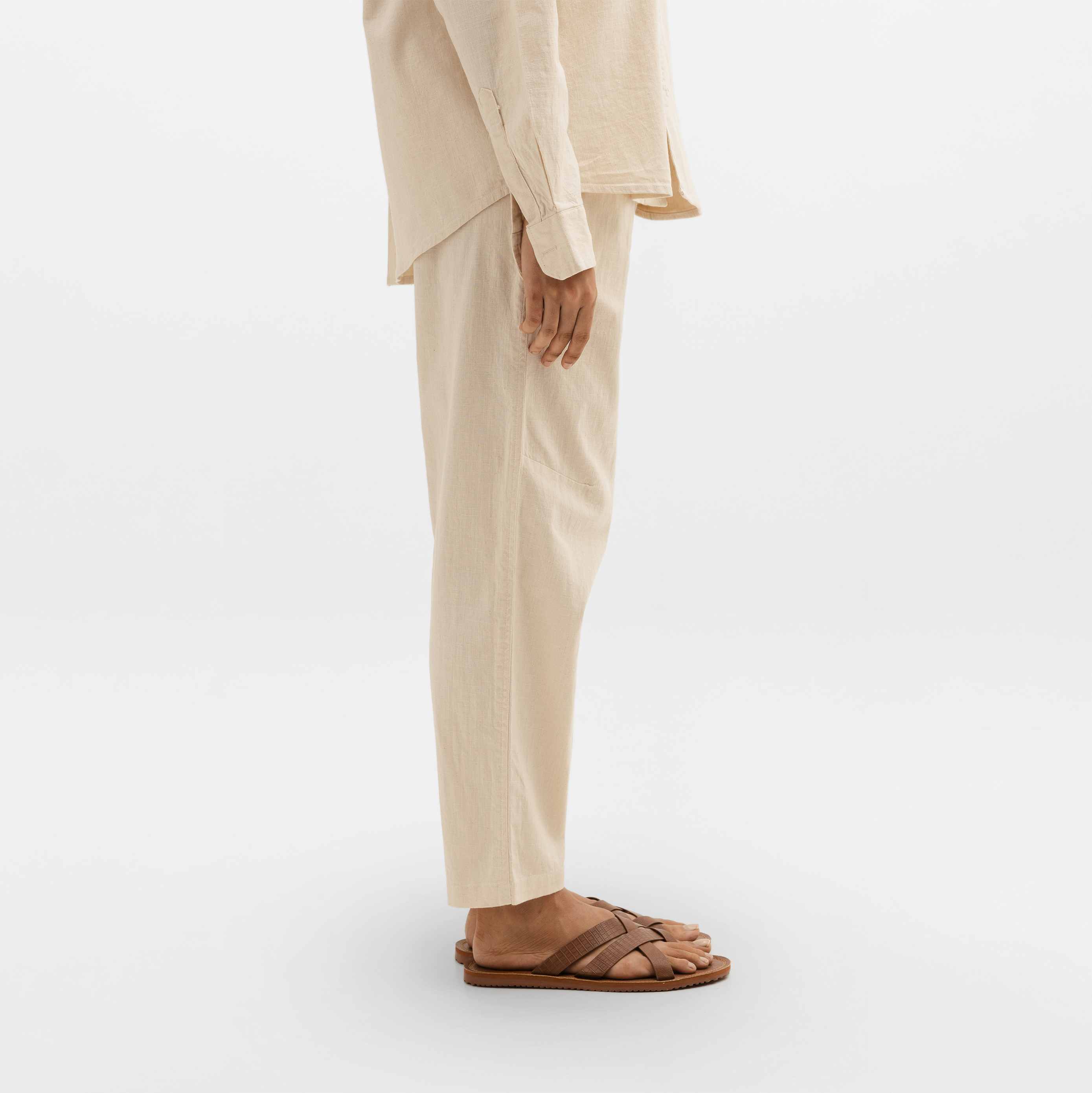 CURVED COTTON PANTS