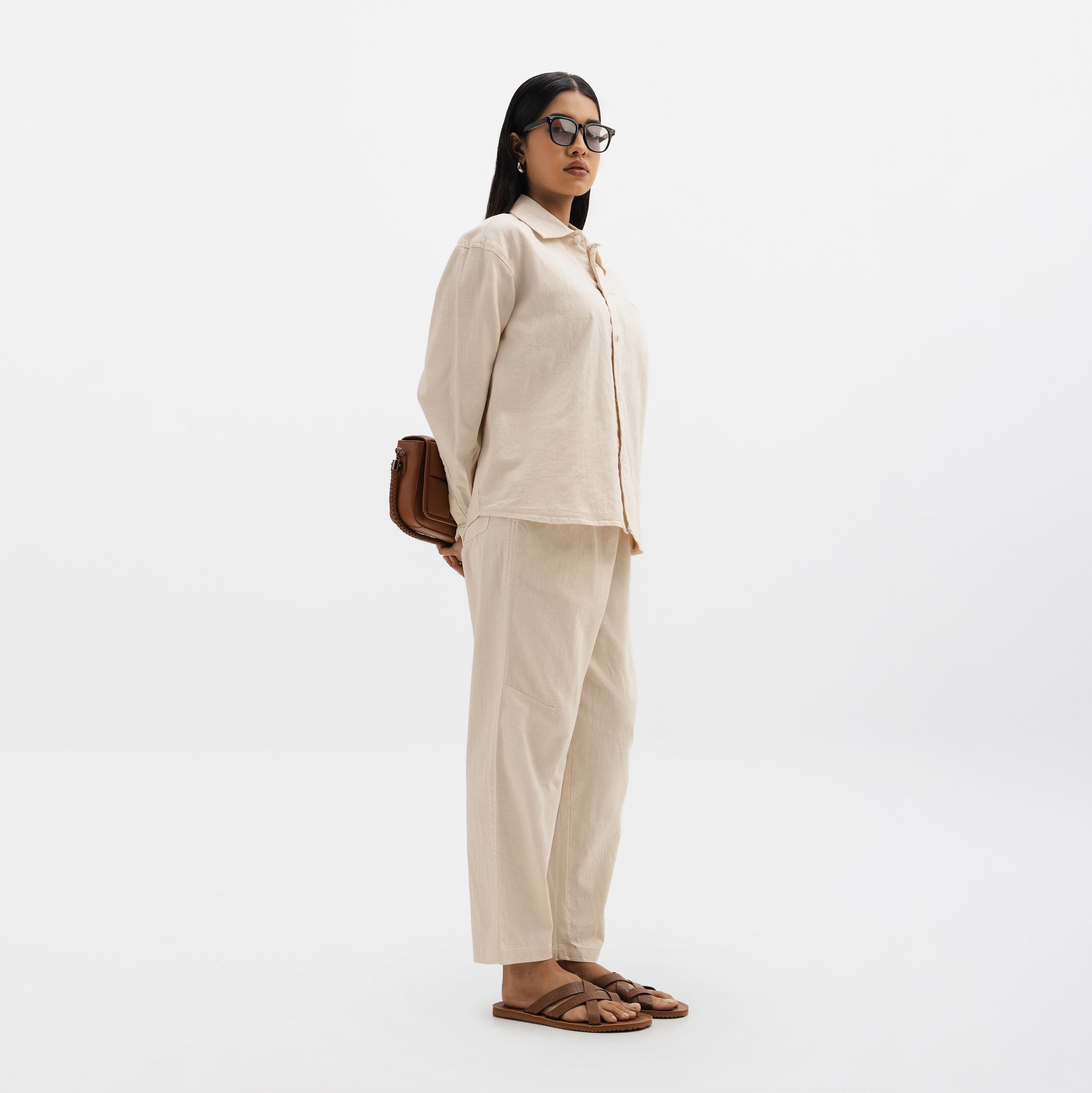 CURVED COTTON PANTS