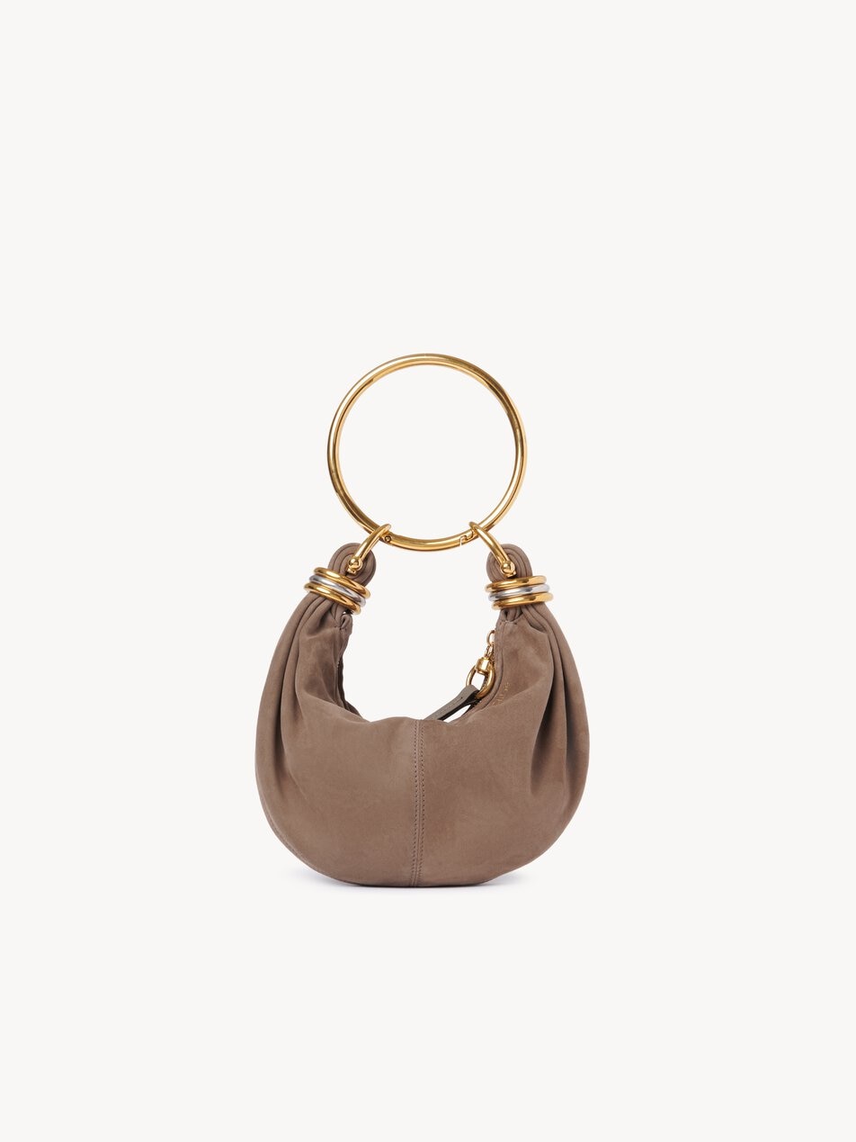 CHLOE Mini Bracelet Hobo bag in suede leather Flannel Grey