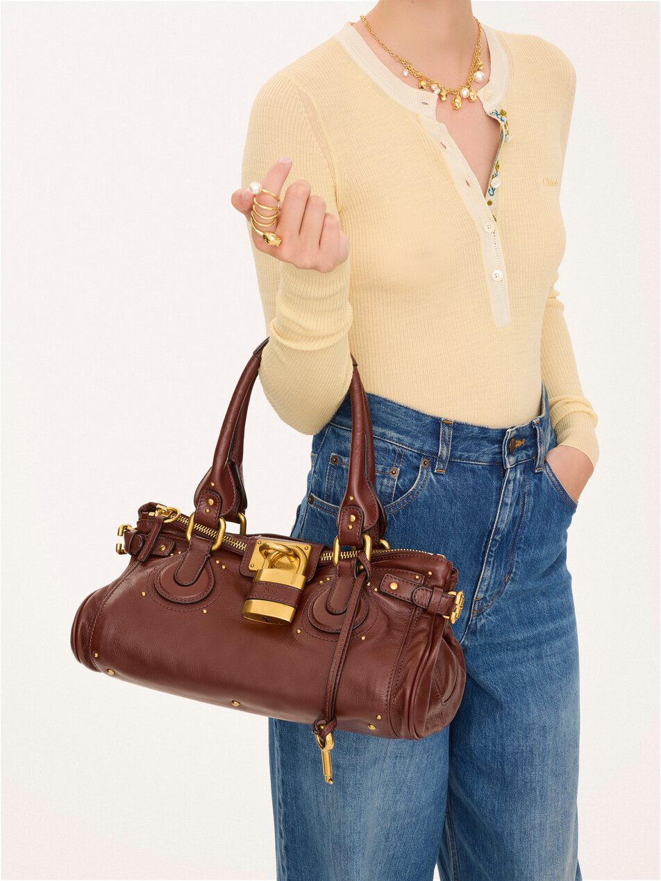 CHLOE Paddington bag in grained leather Crafty Brown