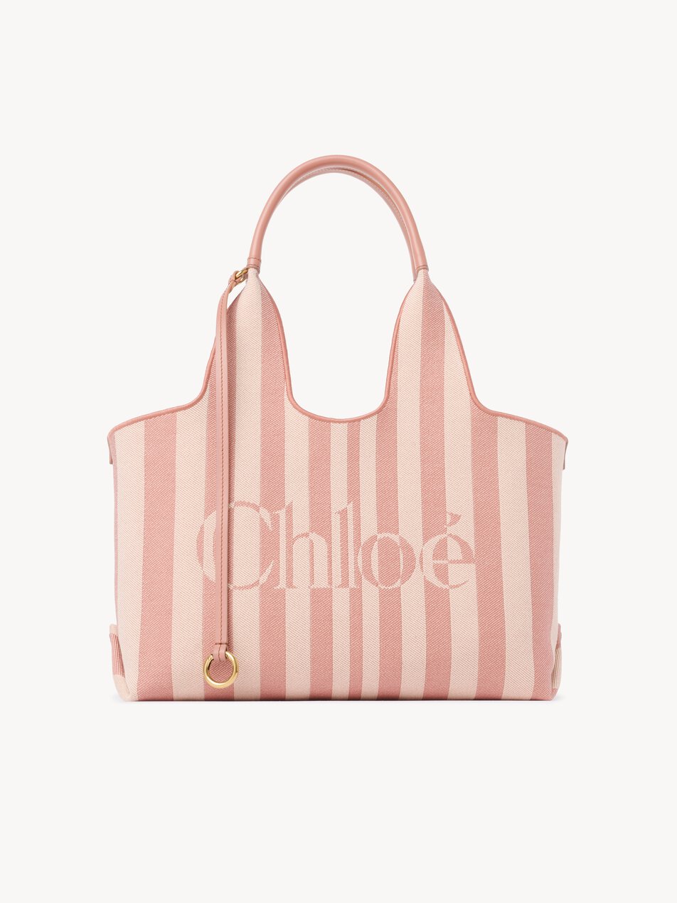 CHLOE Stripy east-west tote bag in jacquard Nougat