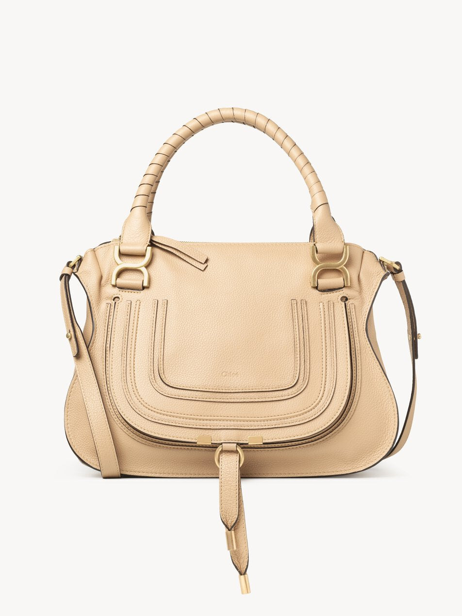 CHLOE Marcie bag in grained leather Petal Beige