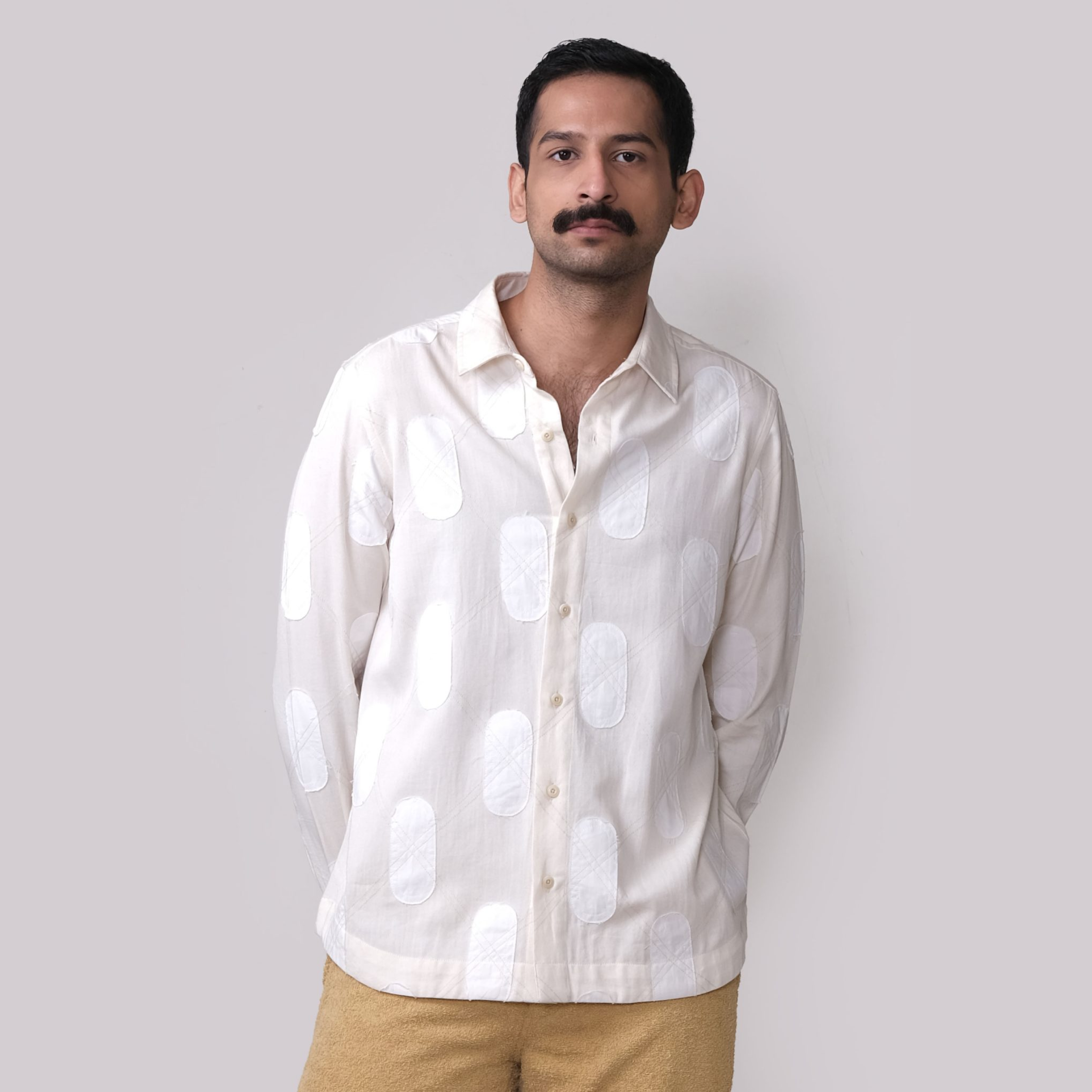 Nucleus Argyl Applique Shirt-Off White