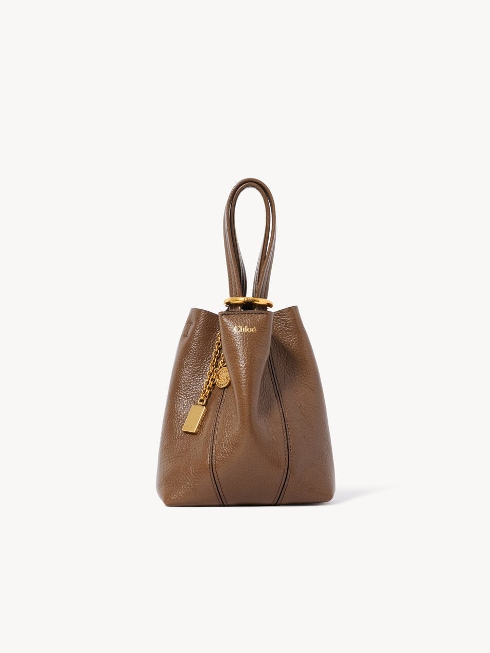 CHLOE Small Chloé Spin tote bag in grained leather Smoked Brown