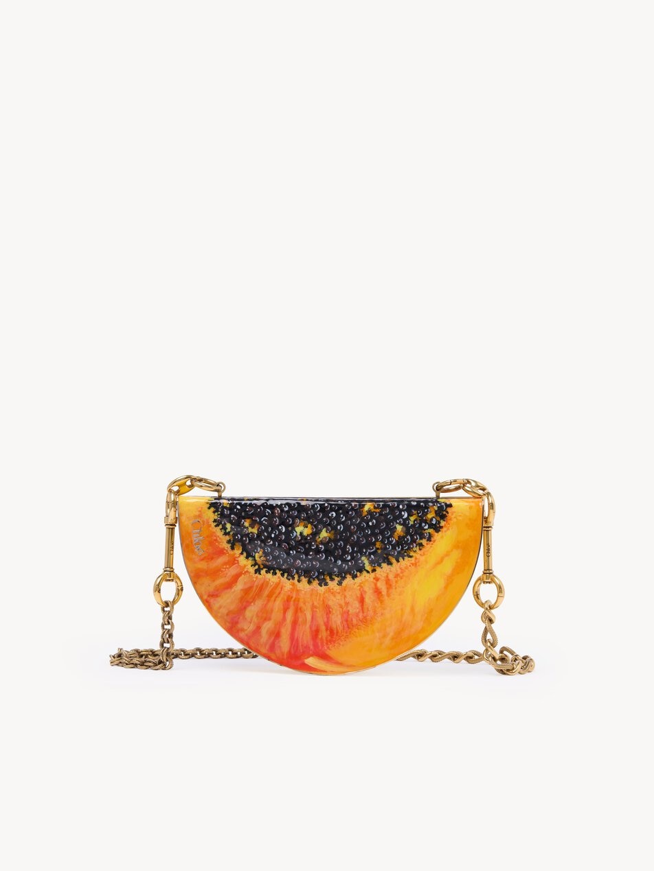 CHLOE Tropicus papaya minaudière in brass Whispering Orange