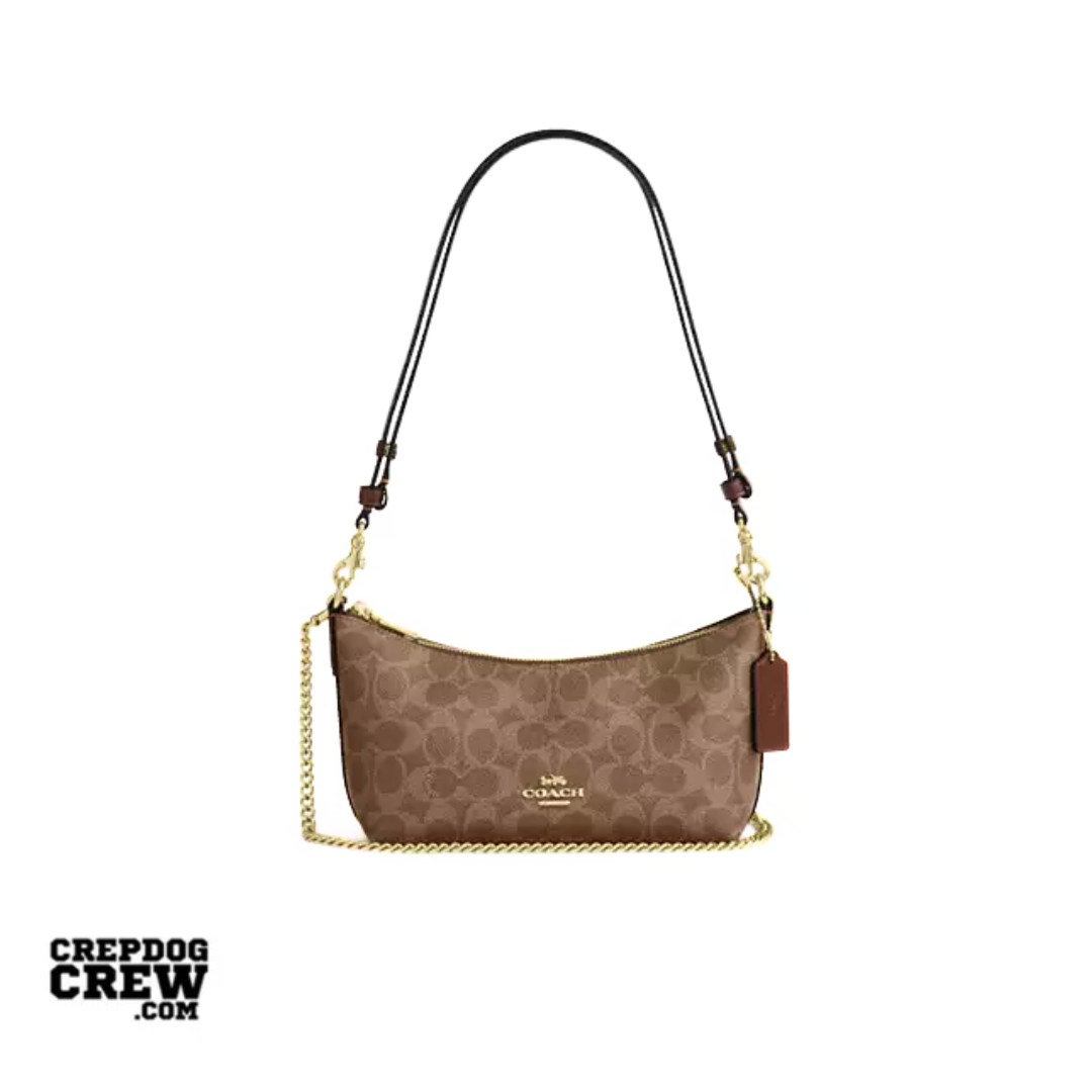 COACH Caitlin Shoulder Bag In Signature Canvas Gold Tan Brown