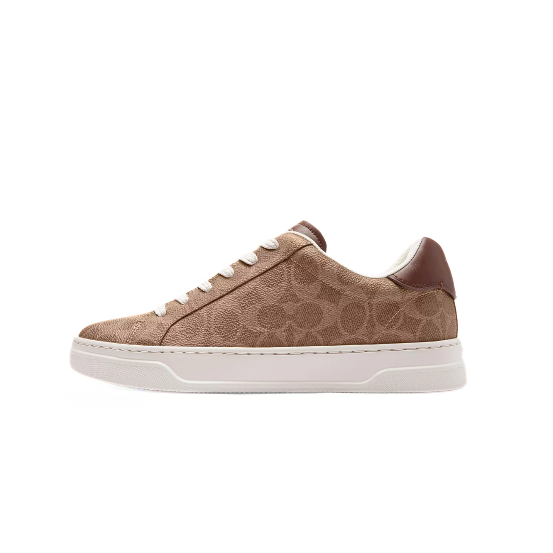 COACH HIGH LINE SNEAKER IN SIGNATURE CANVAS BROWN KHAKI