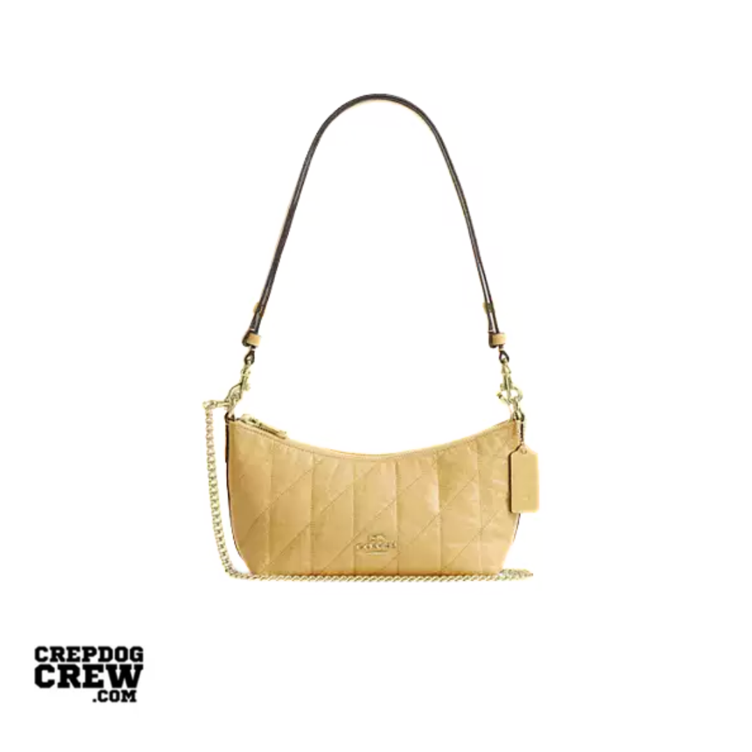 COACH Caitlin Shoulder Bag With Quilting glazed leather Gold Soft Yellow