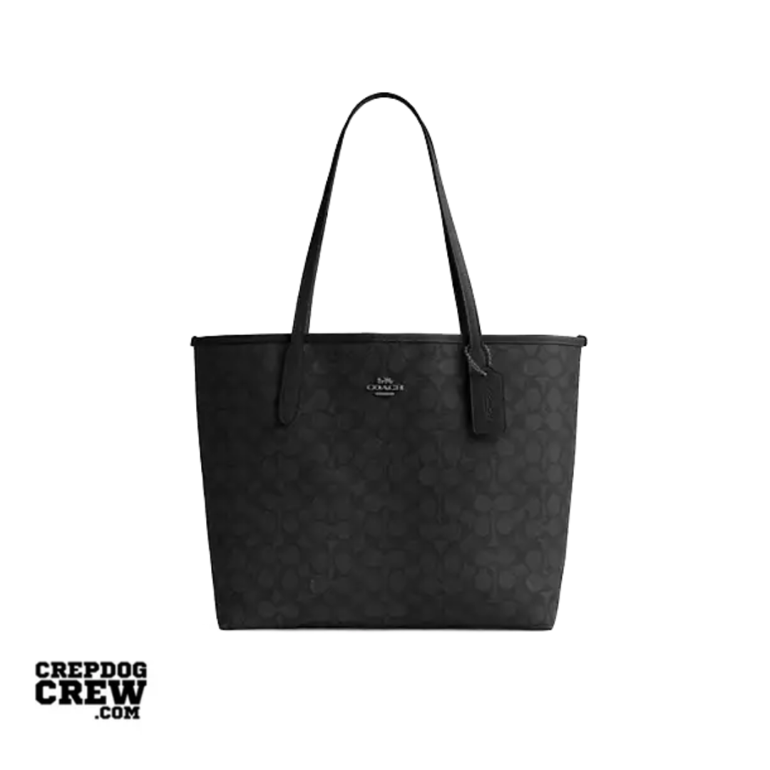 Coach City Tote Bag In Signature Canvas Gunmetal Charcoal Black