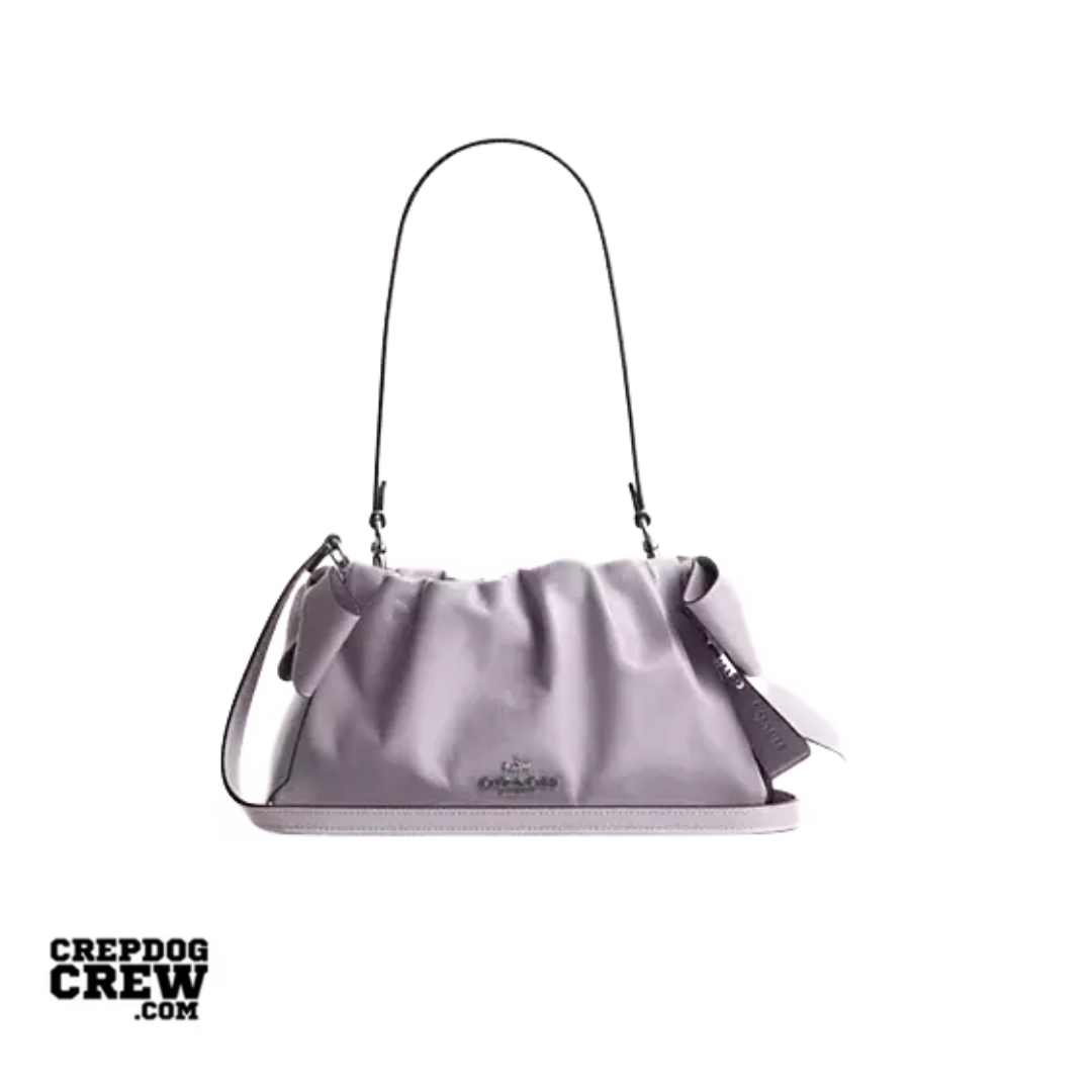 Coach Faye Shoulder Bag With Bows crinkle leather Silver Light Amethyst