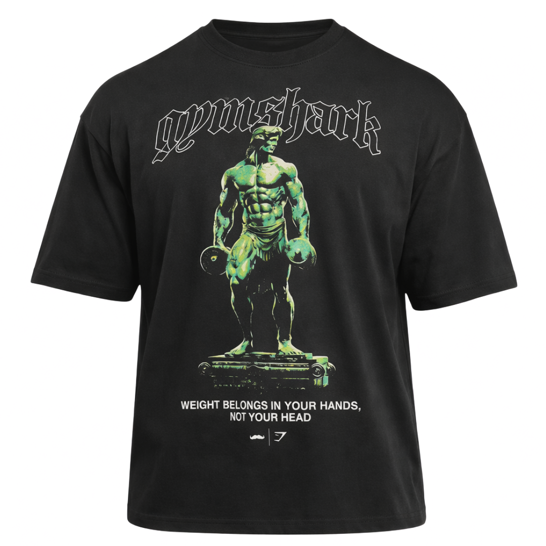 GYMSHARK MOVEMBER GRAPHIC T-SHIRT OVERSIZED FIT BLACK