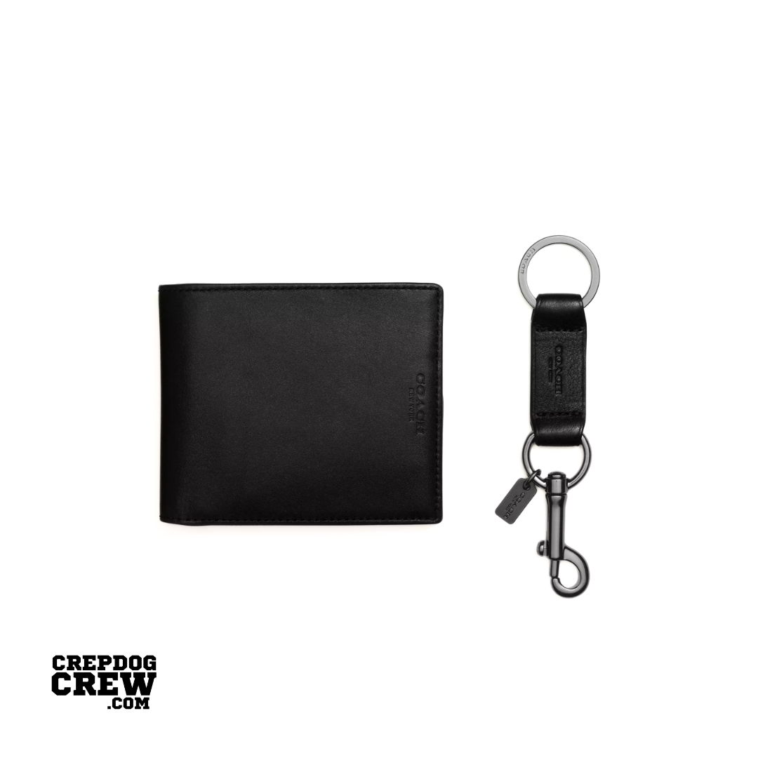 Coach Boxed 3-In-1 Wallet Gift Set pebbled leather Black