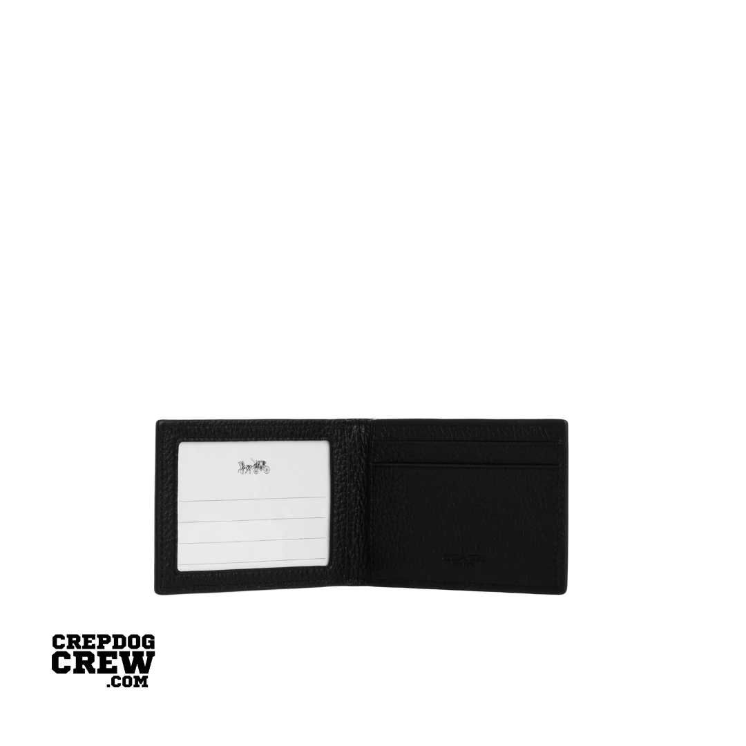 Coach Compact Billfold Wallet signature canvas Charcoal Black