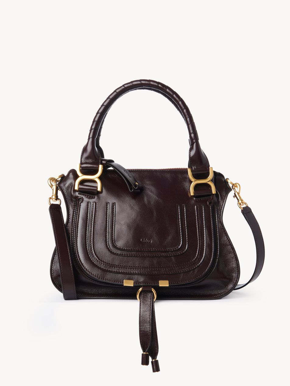CHLOE Small Marcie bag in shiny leather Auburn Red