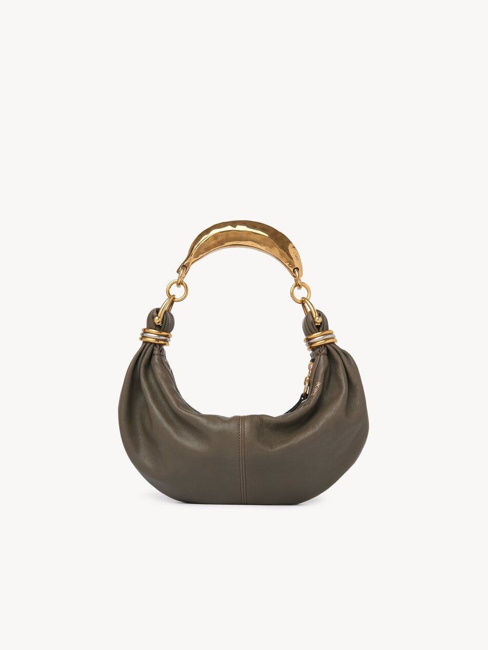 CHLOE Small Bracelet hobo Bag in grained leather Flannel Grey