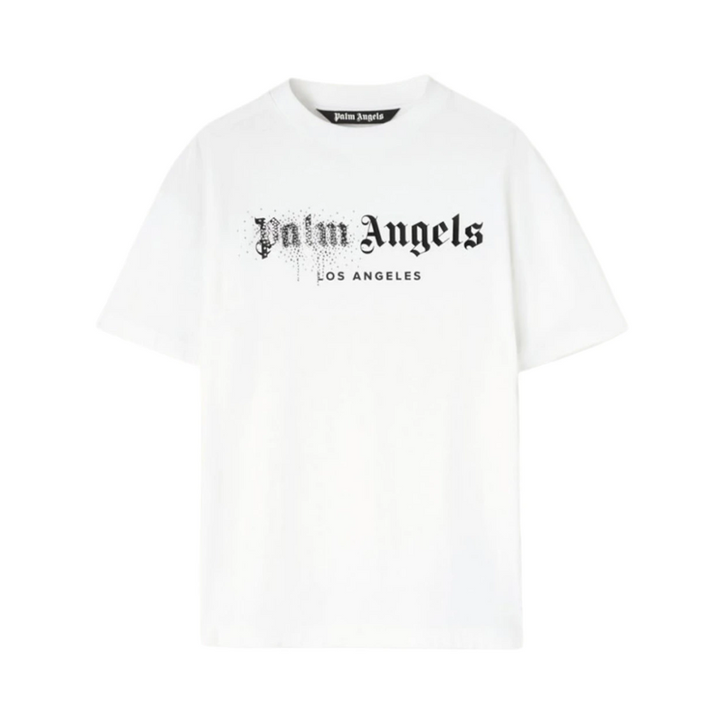 Palm Angels Rhinestone Sprayed Classic T-Shirt White/Black | Palm Angles | HYPE by Crepdog Crew