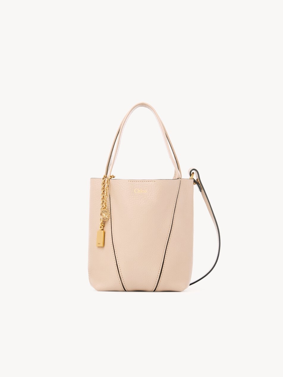 CHLOE Small Chloé Spin tote bag in grained leather Cement Pink