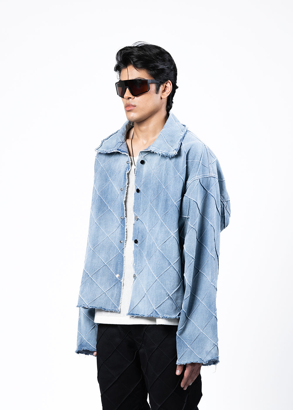 PIN TUCKS JACKET - WASHED BLUE