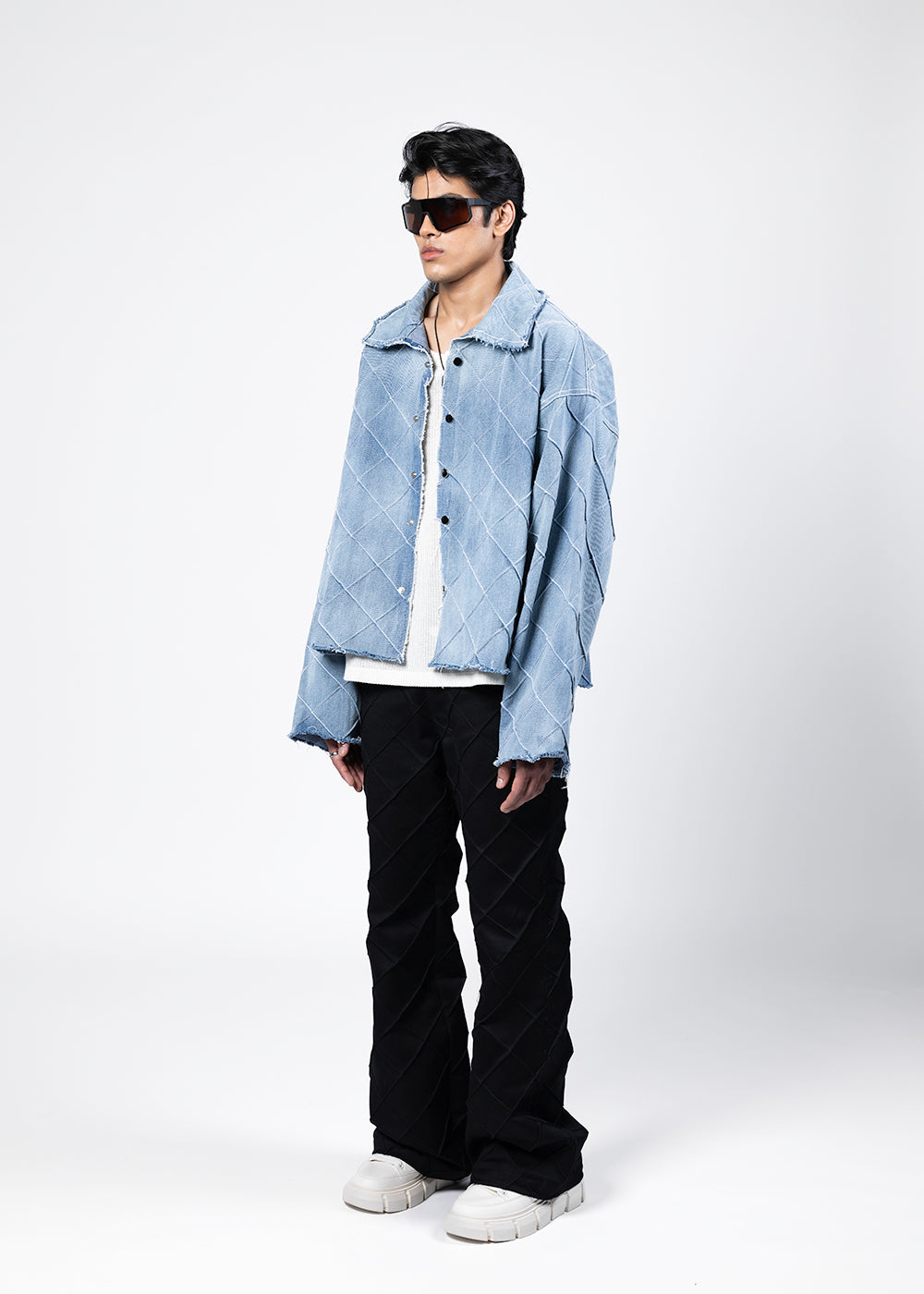 PIN TUCKS JACKET - WASHED BLUE