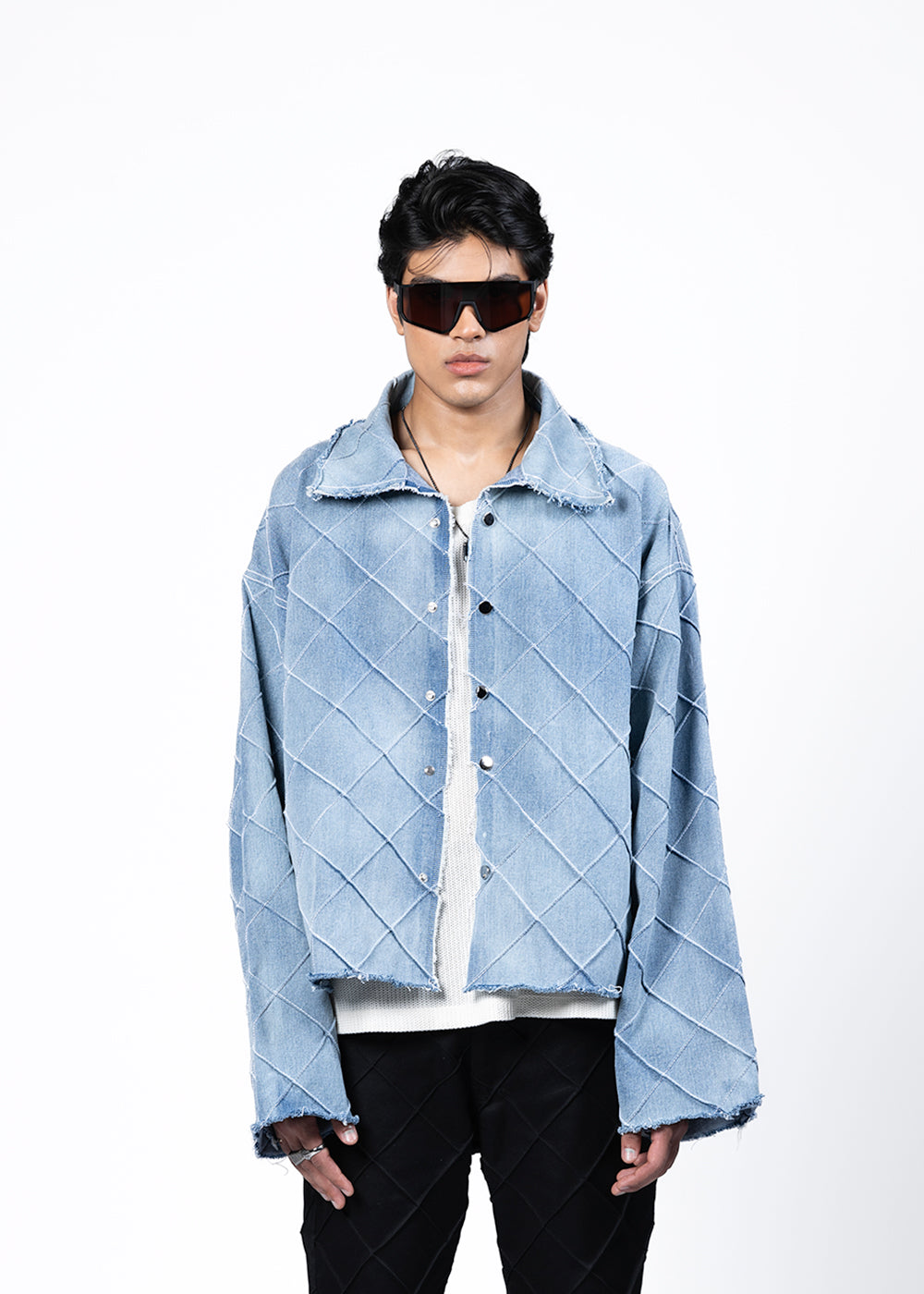 PIN TUCKS JACKET - WASHED BLUE