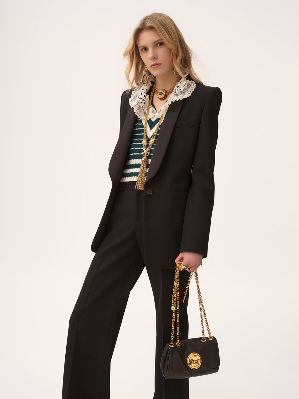 CHLOE Small Chloé Heritage shoulder bag in grained leather Black
