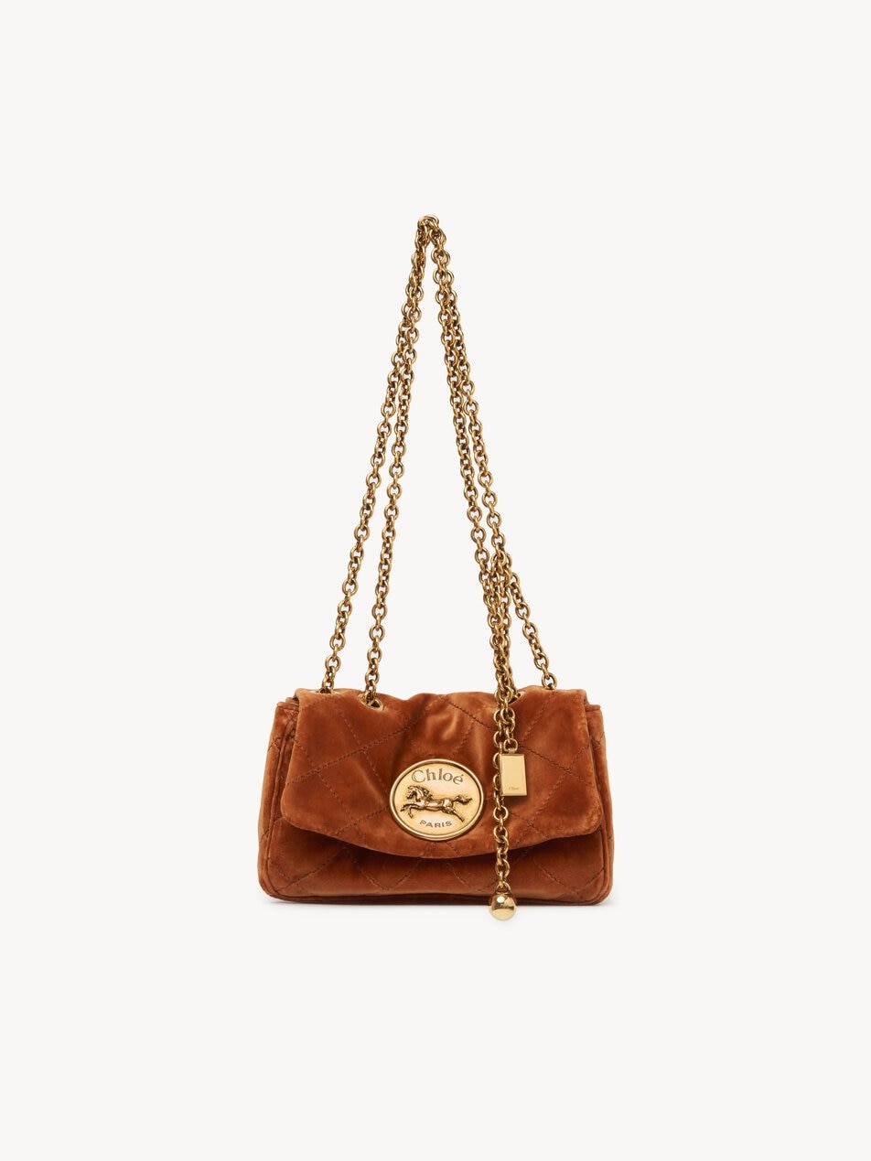 CHLOE Small Chloé Heritage shoulder bag in velvet Clay Brown