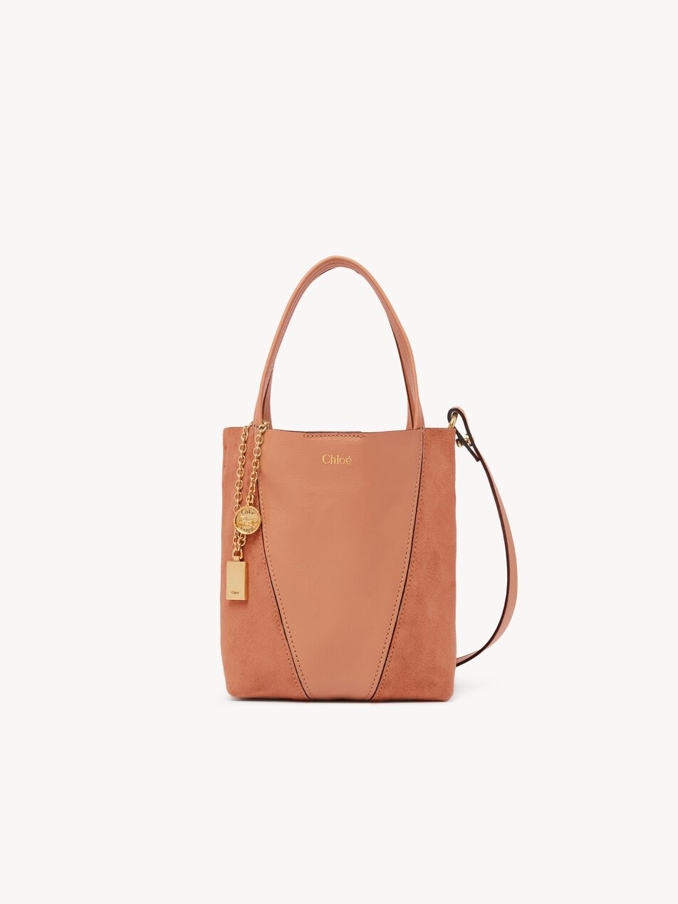 CHLOE Small Chloé Spin tote bag in grained & suede leather Wooden Orange