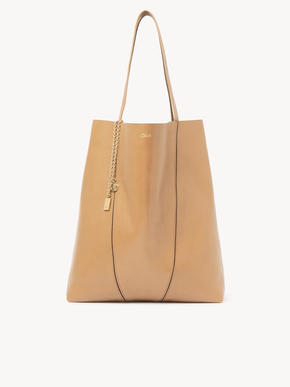 CHLOE Large Chloé Spin tote bag in grained leather Milky Brown
