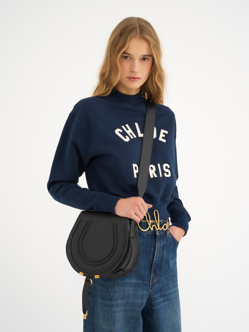 CHLOE Marcie saddle bag in grained leather Black