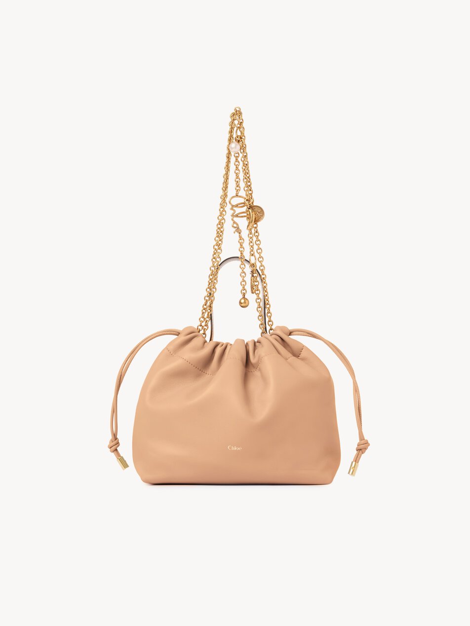 CHLOE Small Chloé Icons shoulder bag with chain in soft leather Light Tan