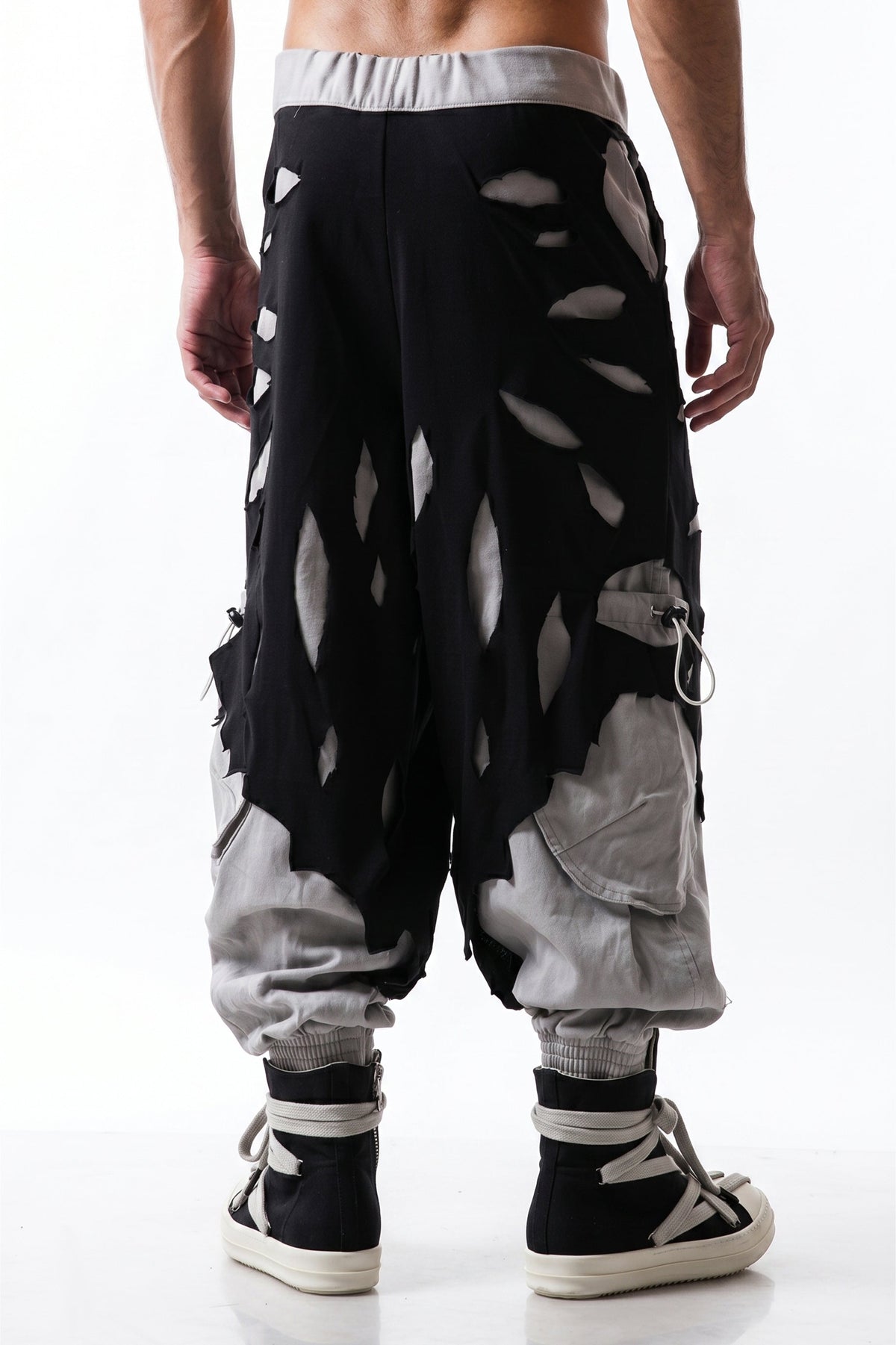 Rage Distressed Cargo Pants (B&W)