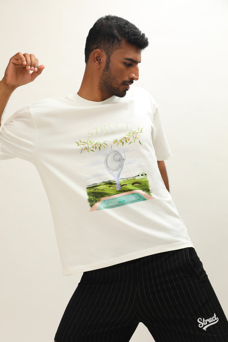 RETROFUTURISTIC TENNIS WHITES T-SHIRT | STRUCT | Streetwear T-shirt by Crepdog Crew