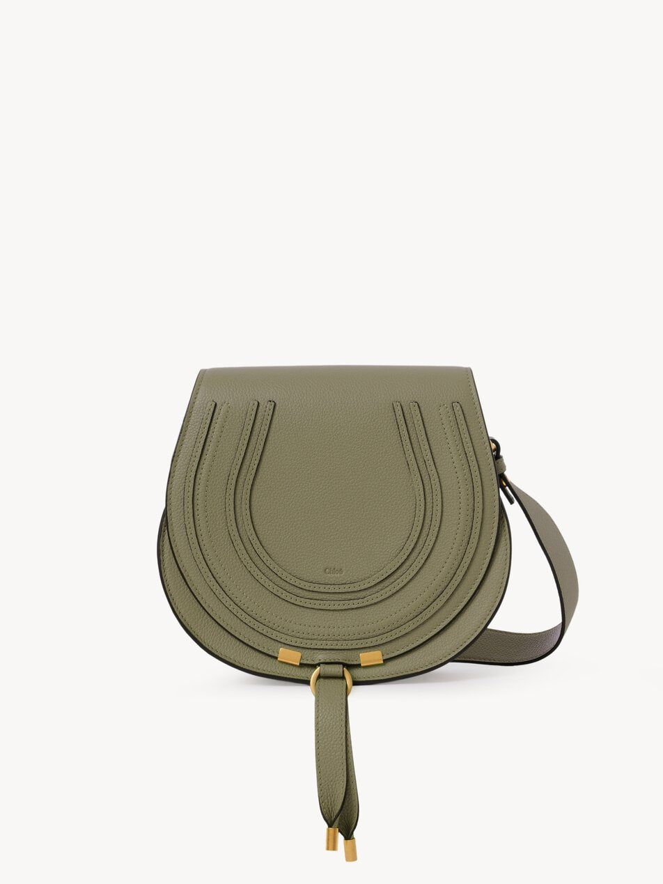 CHLOE Marcie saddle bag in grained leather Aloe Green