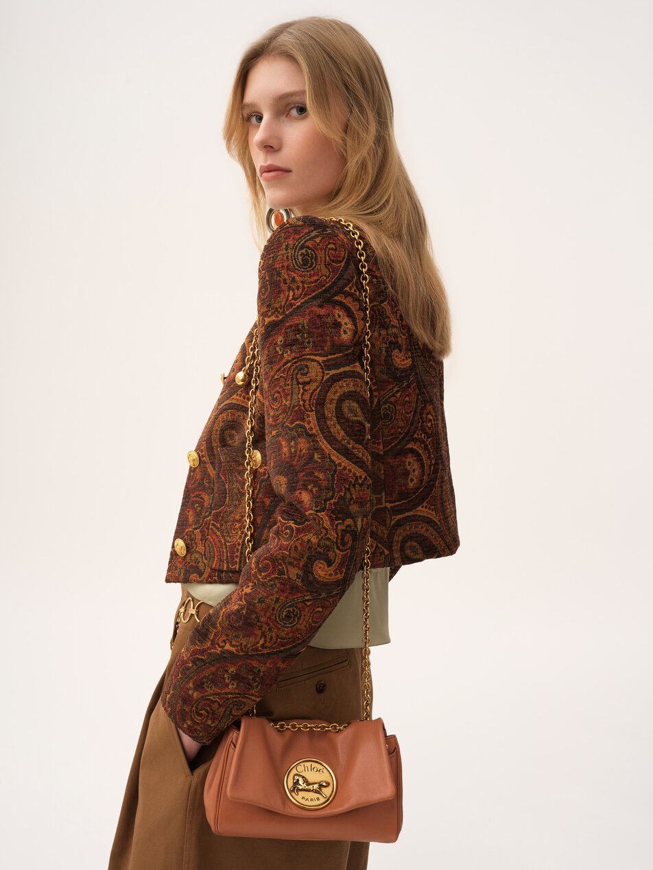 CHLOE Small Chloé Heritage shoulder bag in grained leather Wooden Orange