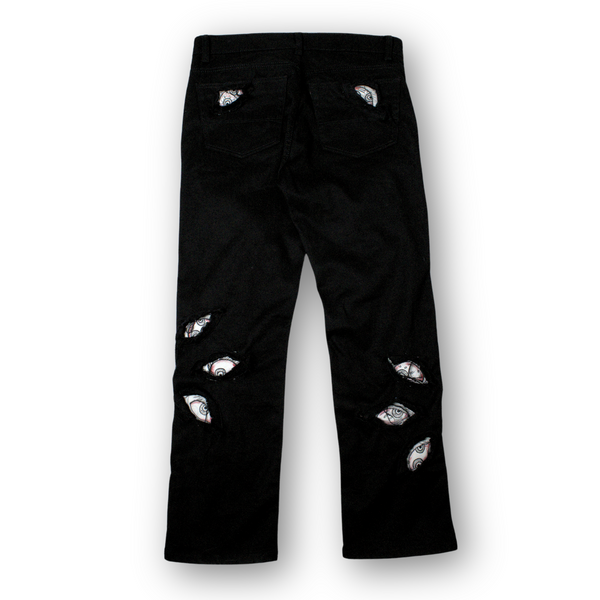 Rising Malice Puff Patchworked Denim|