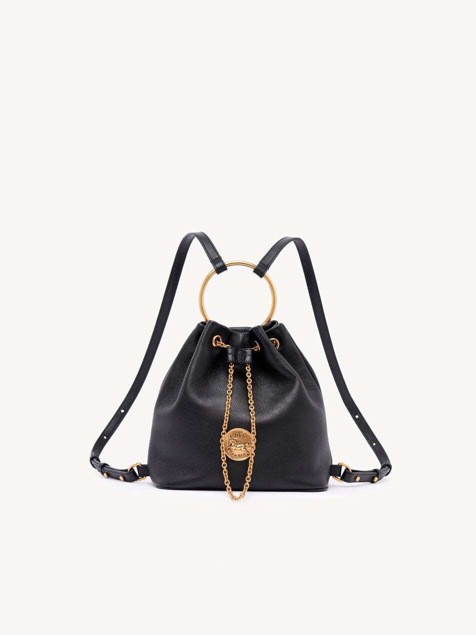 CHLOE Small Bracelet backpack in grained leather Black