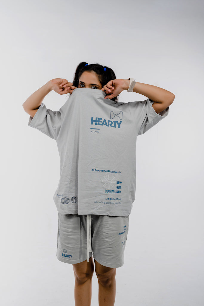 HEARTY GLOBAL COMMUNITY T-SHIRT - LIGHT GREY (UNISEX)