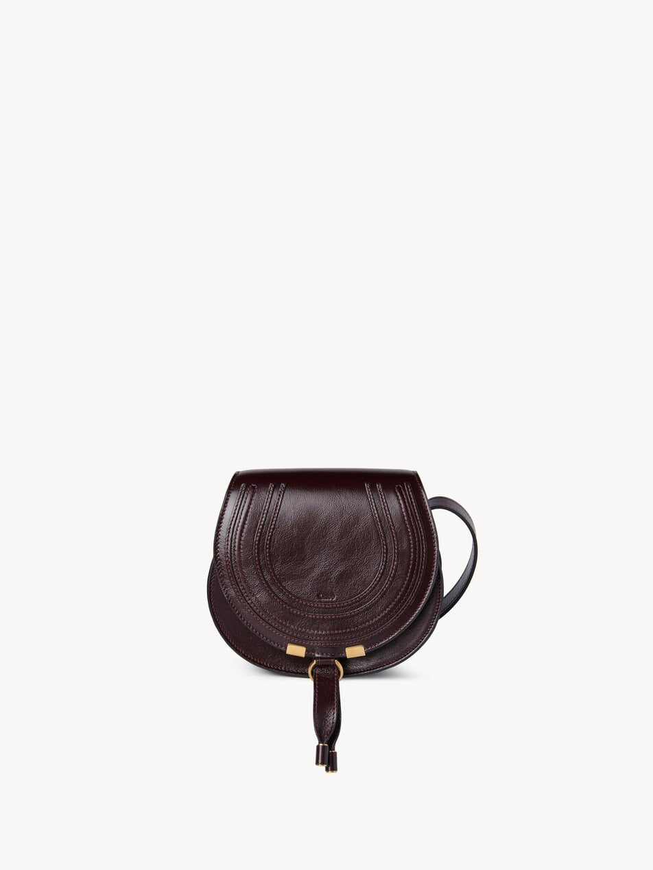 CHLOE Small Marcie saddle bag in shiny leather Auburn Red