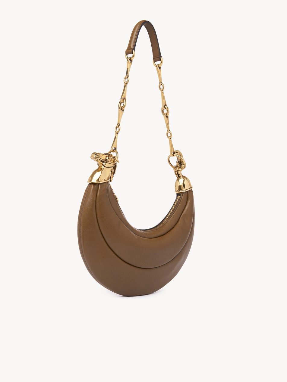 CHLOE Chain Horse shoulder bag in soft leather Dark Khaki