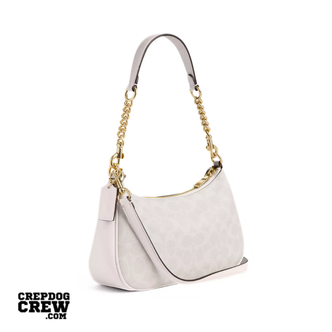 COACH Teri Shoulder Bag In Signature Canvas Gold White Chalk
