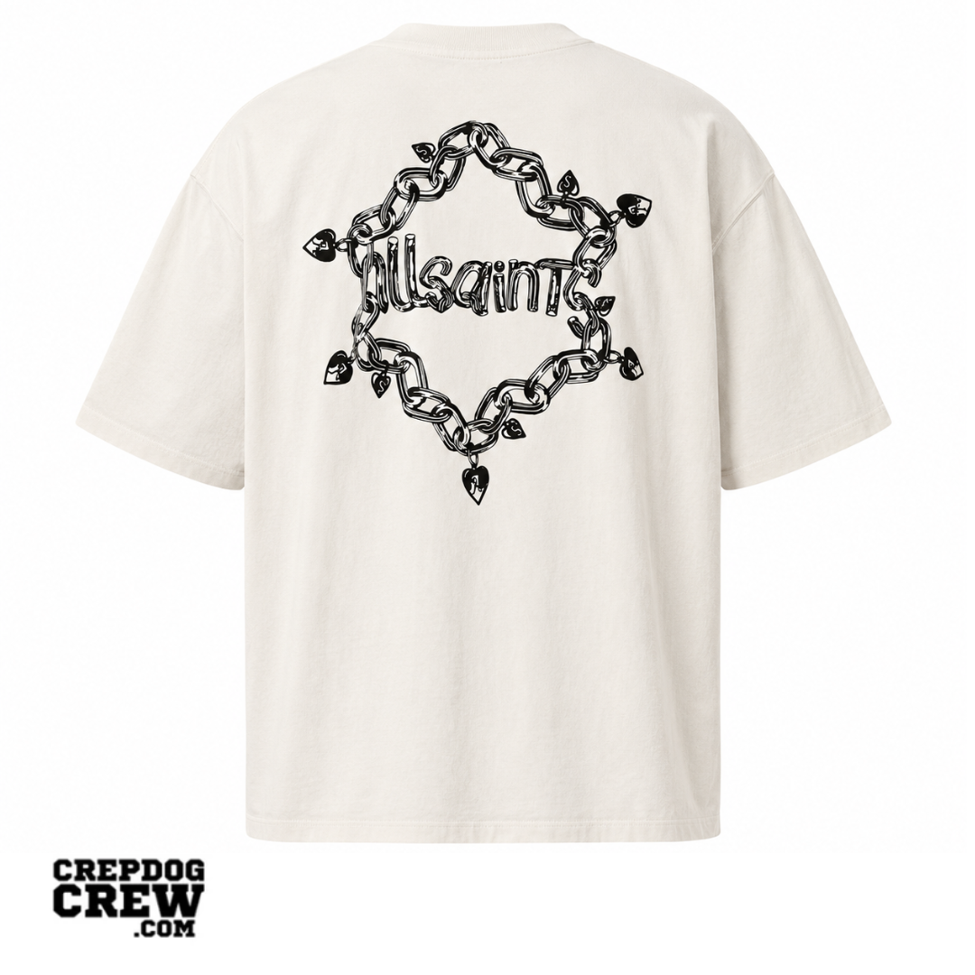ALL SAINTS DRIP SS CREW OVERSIZED T-SHIRT CHALK WHITE