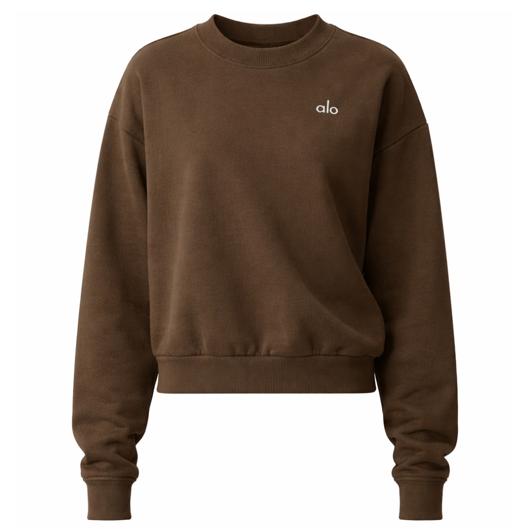 ALO YOGA ACCOLADE CREW NECK PULLOVER Espresso