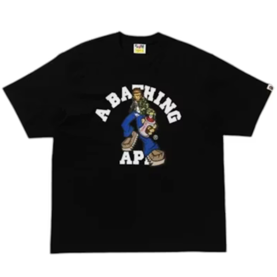 BAPE Graffiti Character College Relaxed Fit Tee Black